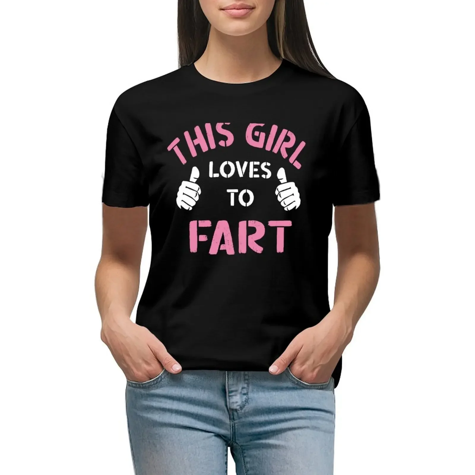 

This Girl Loves To Fart, Funny Saying, Fart Jokes, Sarcastic Farting saying T-shirt tops plus size tops tight shirts for Women
