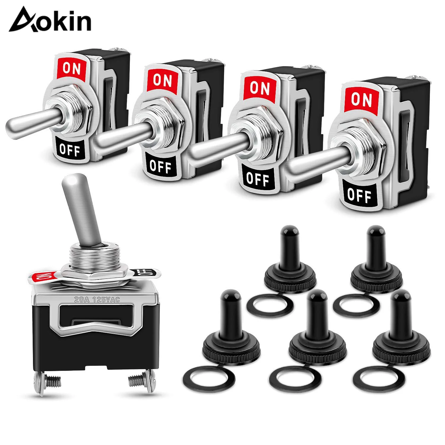 5Pcs Heavy Duty Car Boat Rocker Toggle Switch 15A 250V 2Pin SPST ON/OFF ...