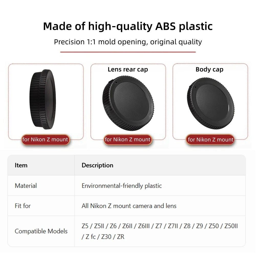 Camera Body Cap and Rear Lens Protector Accessories