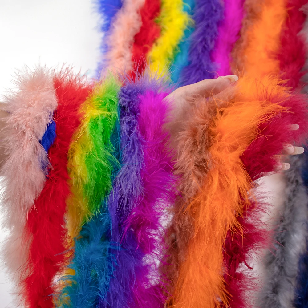 2Meter Natural Turkey Feathers boa 11g for DIY Craft Scarf Shawl Decor Fluffy Plume Boa Sewing Costume Dress Christma Tree Decor
