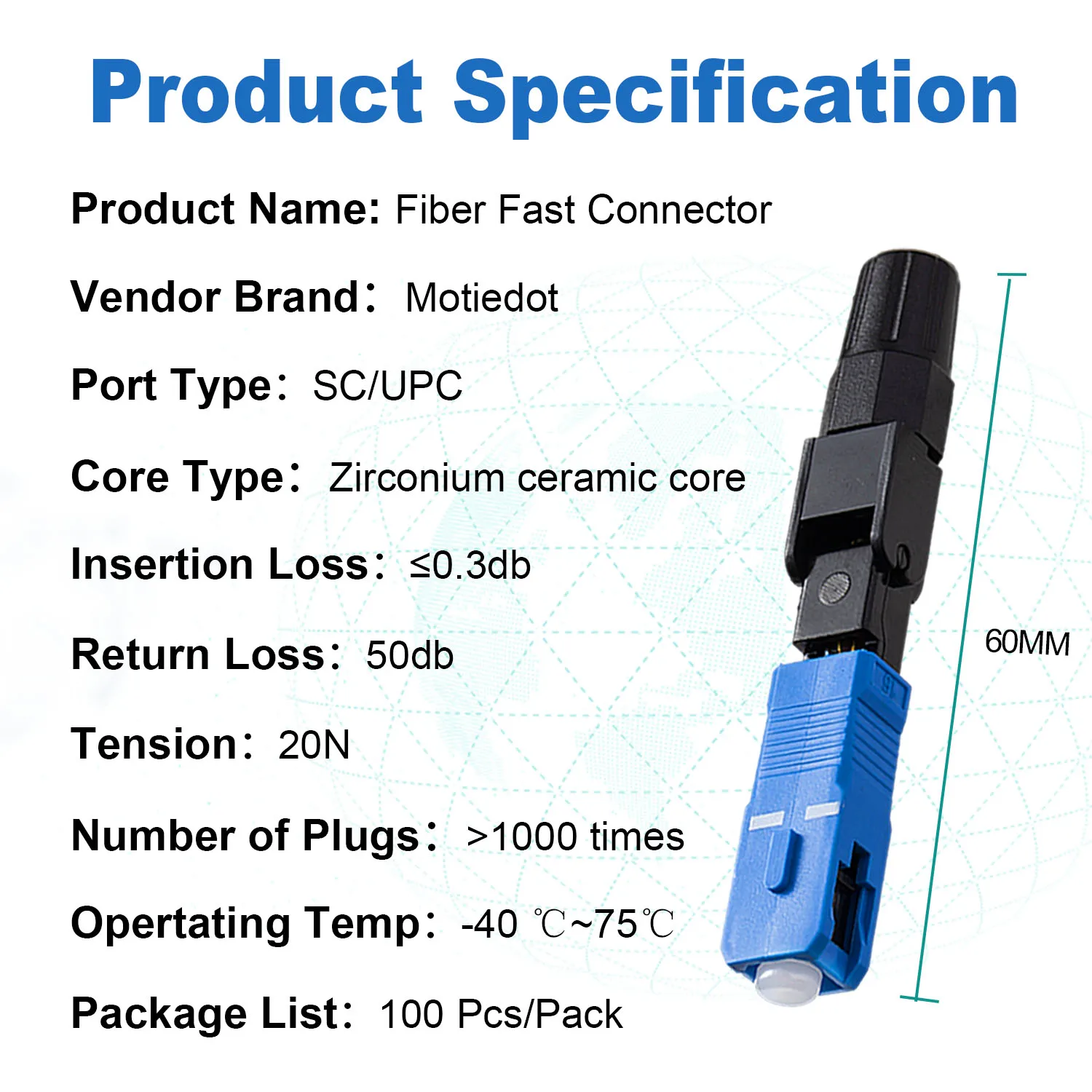 10Pcs SC UPC Fast Cold Connector, Fiber Optic Single Mode Optical Adapter Quick Field Assembly Plug FTTH Tool