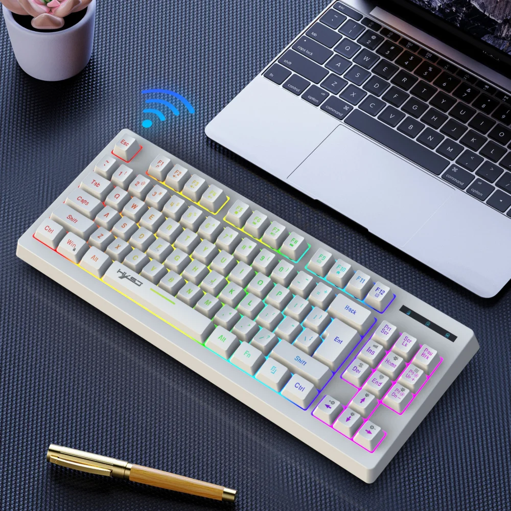 Hxsj Gaming Keyboard 87 Keys Rgb Backlit 60 60 Business Keyboard Us