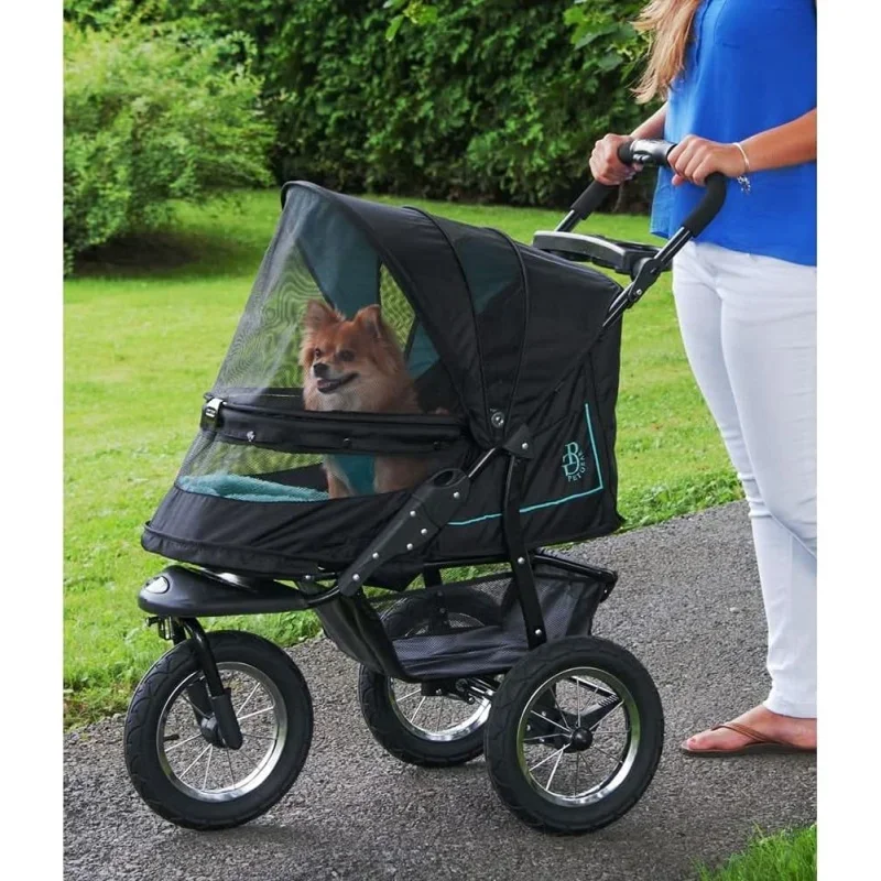 

No-Zip NV Pet Stroller for Cats/Dogs, Zipperless Entry, Easy One-Hand Fold, Gel-Filled Tires, Plush Pad Weather Cover Included