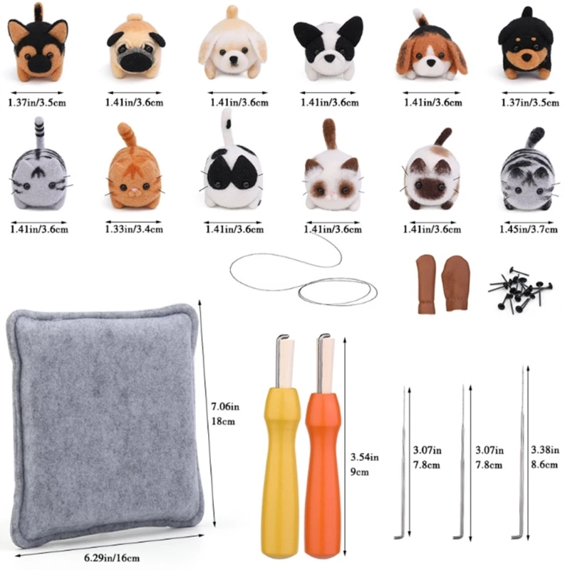 KX4B Animal Needle Felting Starter Kits with Tool and Instruction, Wool Felting Craft Making Supplies for Beginners DIY Craft
