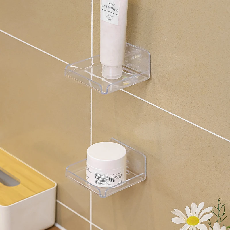 1/2pcs Wall Shelves Acrylic Storage Rack Small Clear Shelf Display Ledges Adhesive Hanging Shelves For Surveillance Camera 3