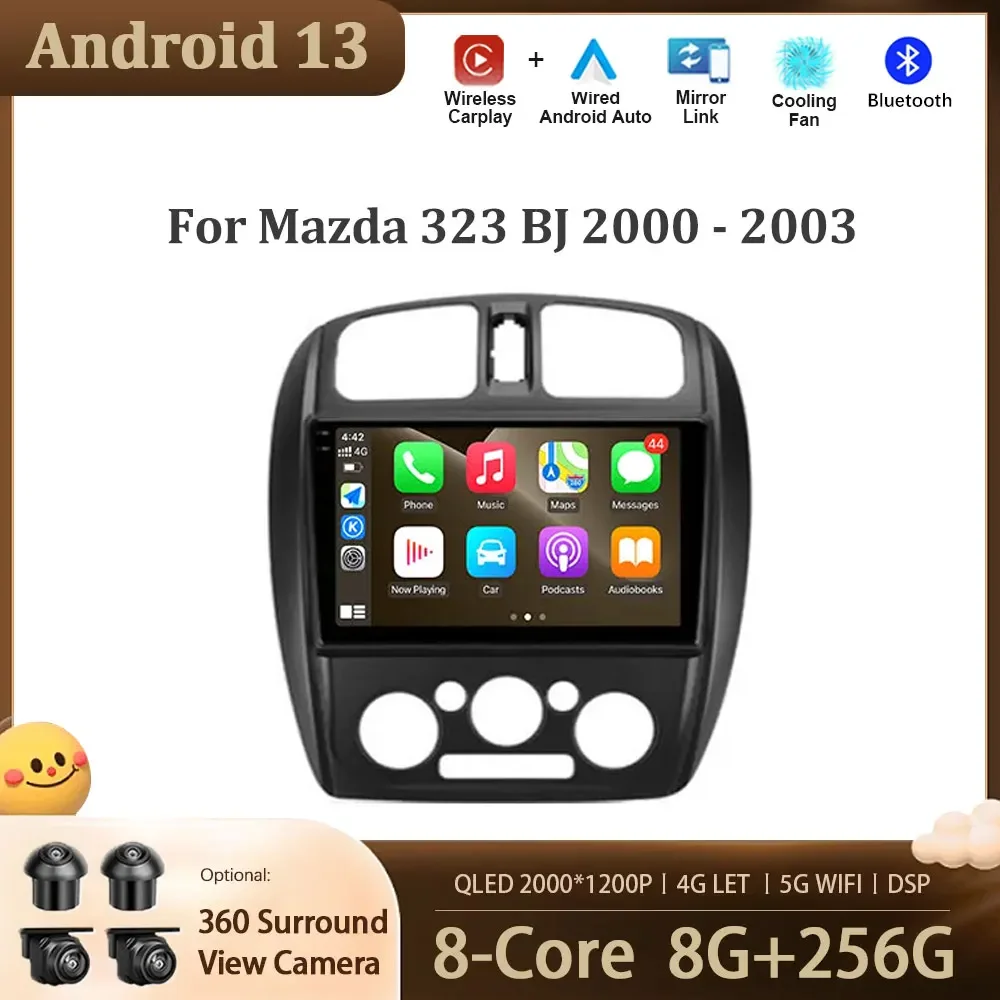 9 Pouces Double Din Android 15 Autoradio Pour Mazda 323 BJ 2000 2001