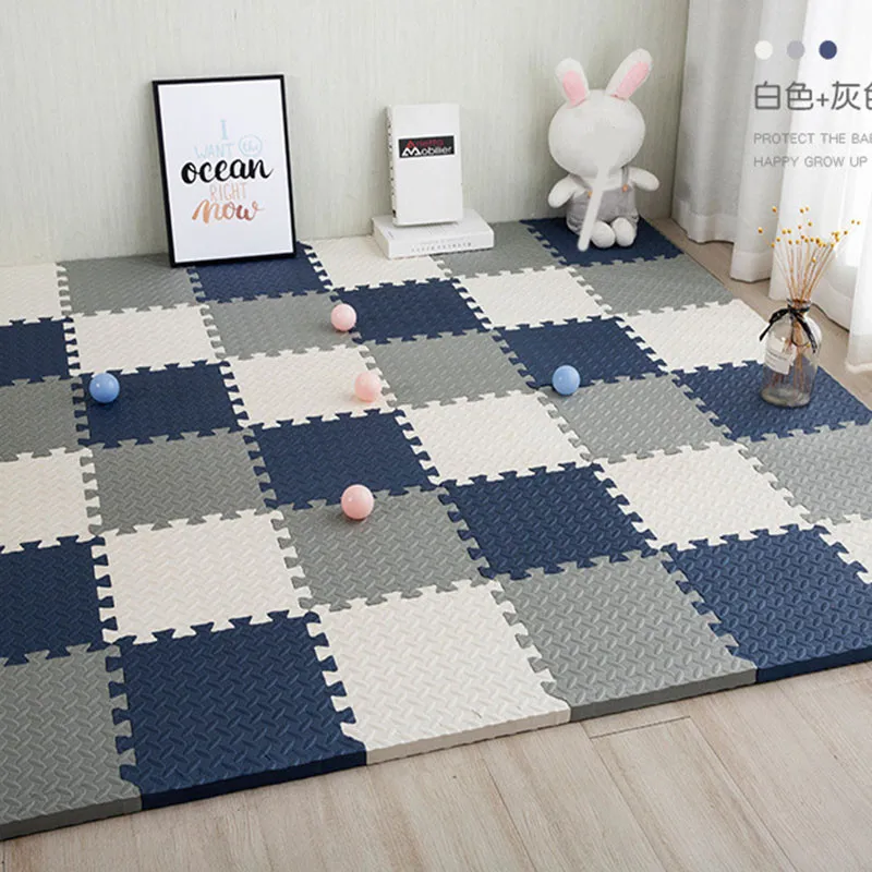 EVA Crawling Mat Stitching Suede Floor Mat Baby Play Mat Home Fashion Living Room Bedroom Puzzle Foam Carpet 30*30*1cm