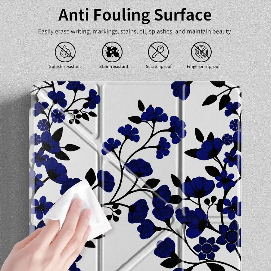 Creative Black and Blue Tablet Case with Pen Slot Cover