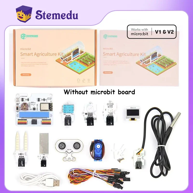 Micro:bit Smart Agriculture Kit IoT:bit PIR Sensor OLED Screen 180&deg; Servo Water Level Sensor for Kid Fun Coding Program Teaching