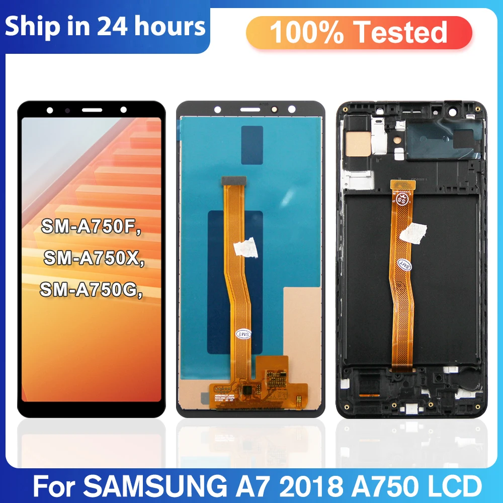 

TFT A750 LCD 6,0 "для Samsung Galaxy A7 2018 LCD SM-A750F A750F A750, дисплей с рамкой, сенсорный экран, дигитайзер, запасные части