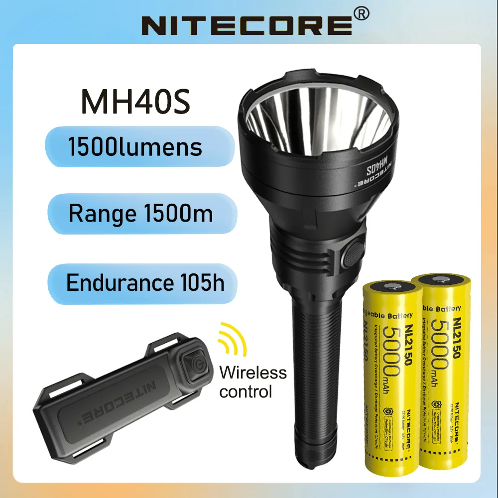 NITECORE MH40S LED Flashlight By 2 21700 Battery 1500Lumens Wireless Direct Charge Torch Outdoor Camping Tactical