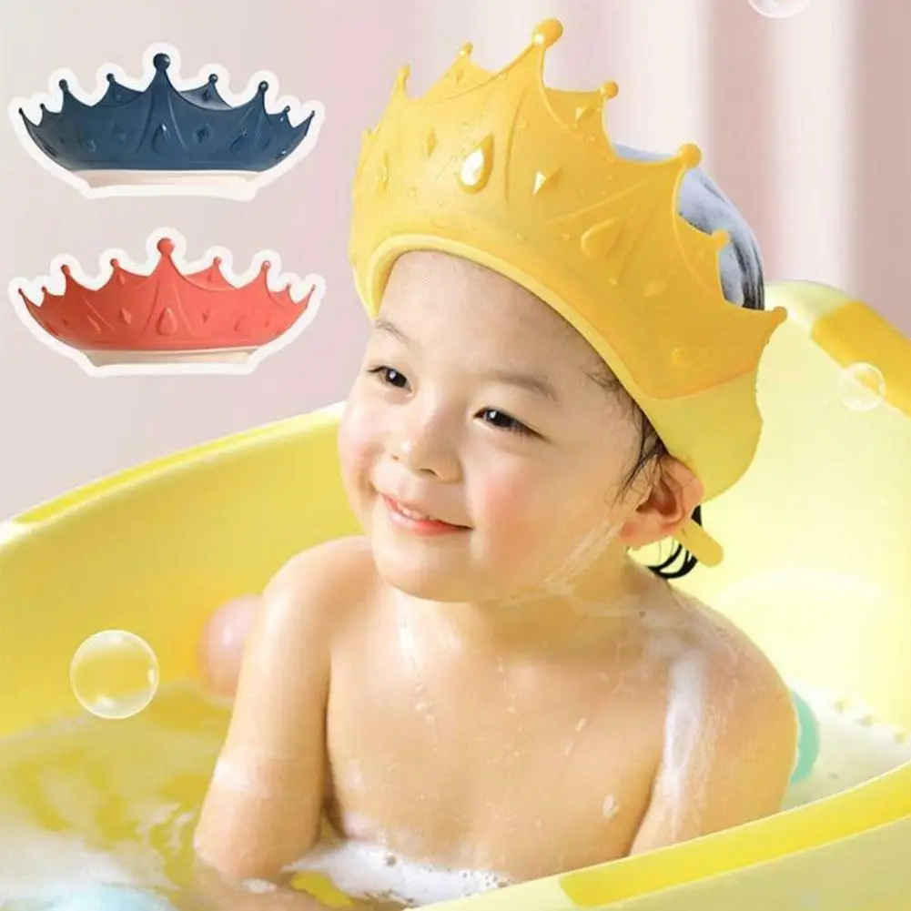 

Crown Adjustable Baby Shower Bath Wash Hair Cute Protect Children Hat Waterproof Prevent Water Into Ear For Kids Color