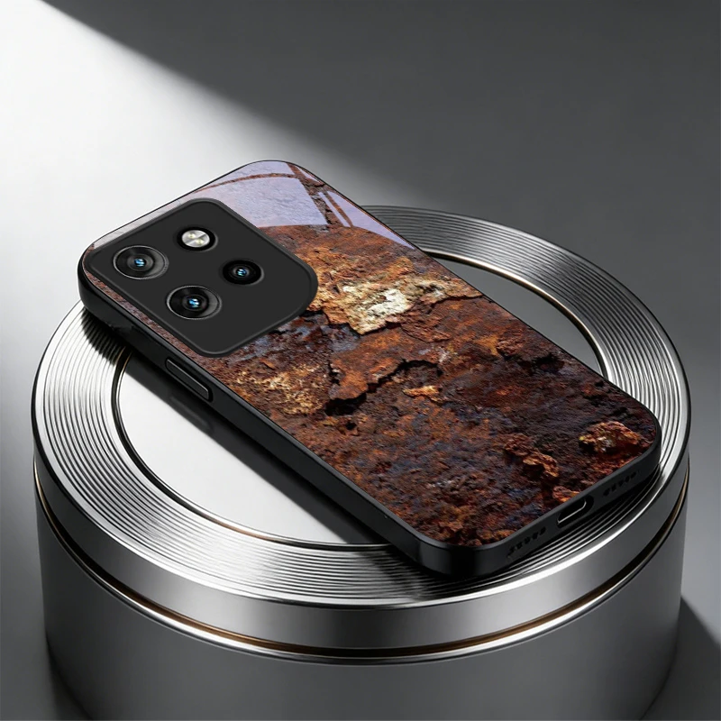 Rust Texture Black Glass Phone Case Cover