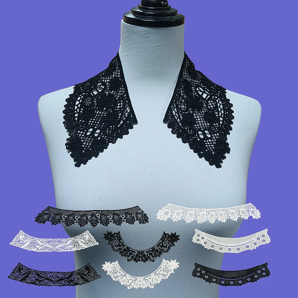 Black and white milk silk embroidery hollowed out collar lace wholesale sales 1-10 pcs sewing on decoration clothing accessories