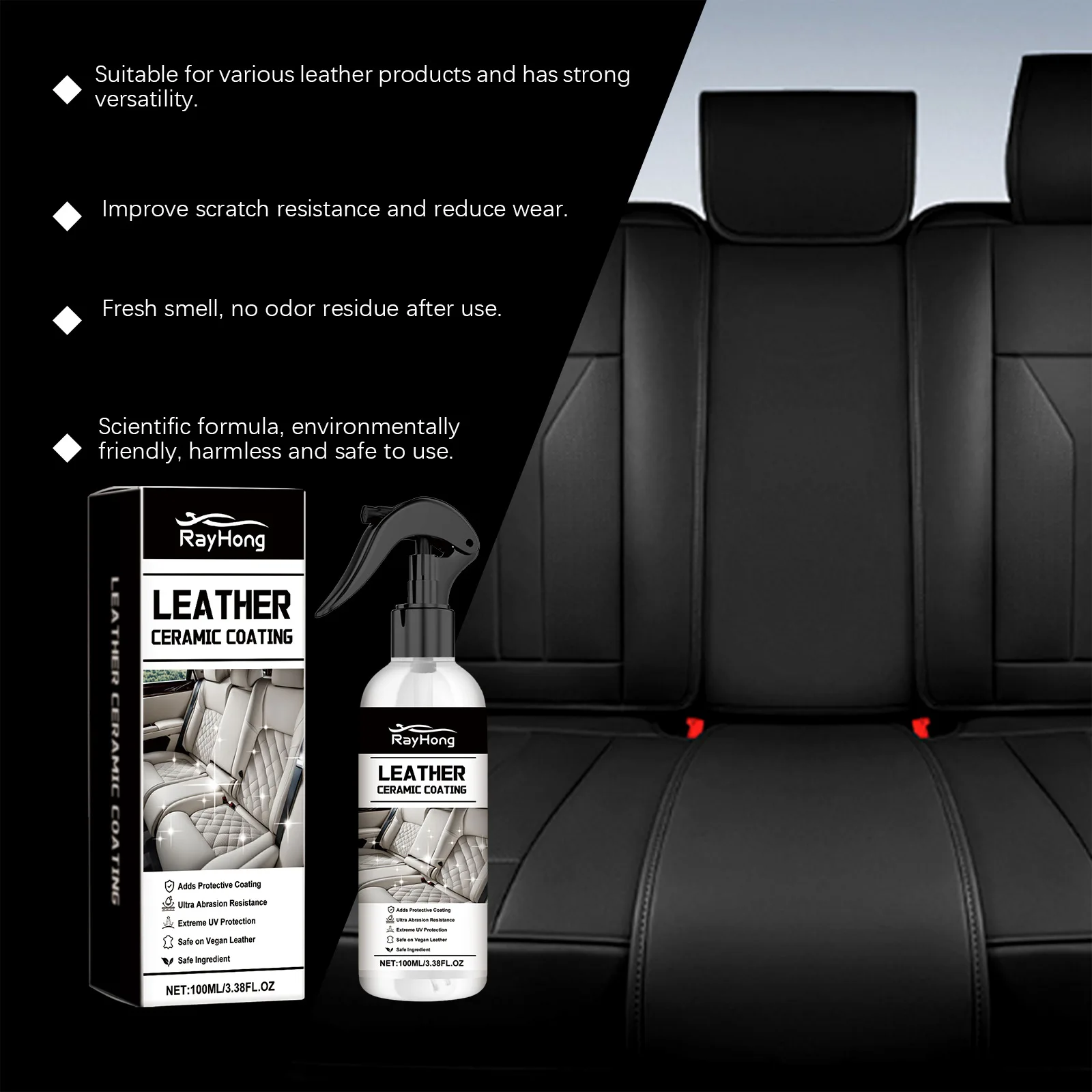 Automobile Leather Ceramic Coating Spray Leather Renovation Decontamination Brightening Maintenance Cleaning Polishing Spray,leather coating spray