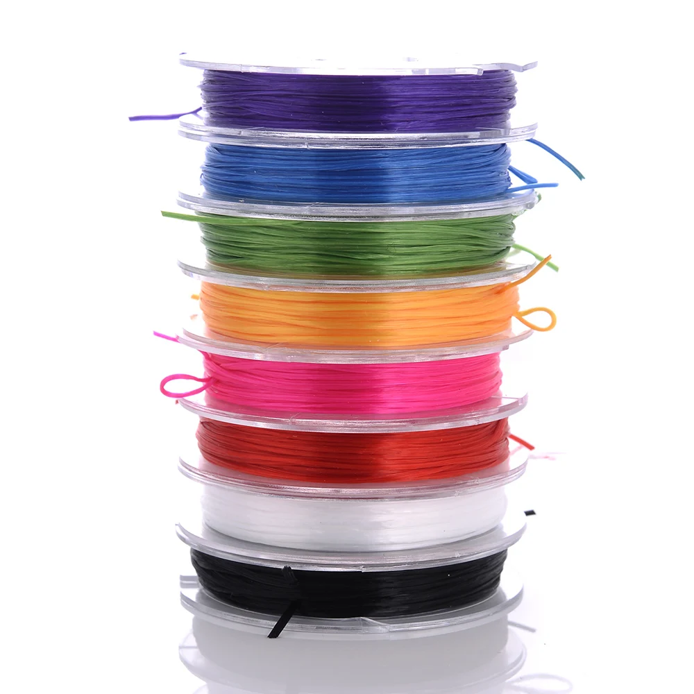 0.8mm Elastic String for Jewelry Making, 10 Rolls Clear Elastic String Bead  Cord Stretchy String Beading Wire Colorful Elastic Rope for Jewelry Making  Bracelet Necklace Crafts Beads Making, 10m/ Roll