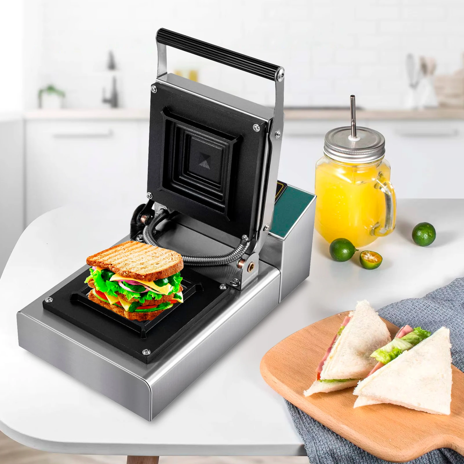 Grilled Sandwich Maker Sandwich Toaster with Indicator Lights 1000W Electric Non-Stick Hot Maker Press for Tuna Melts