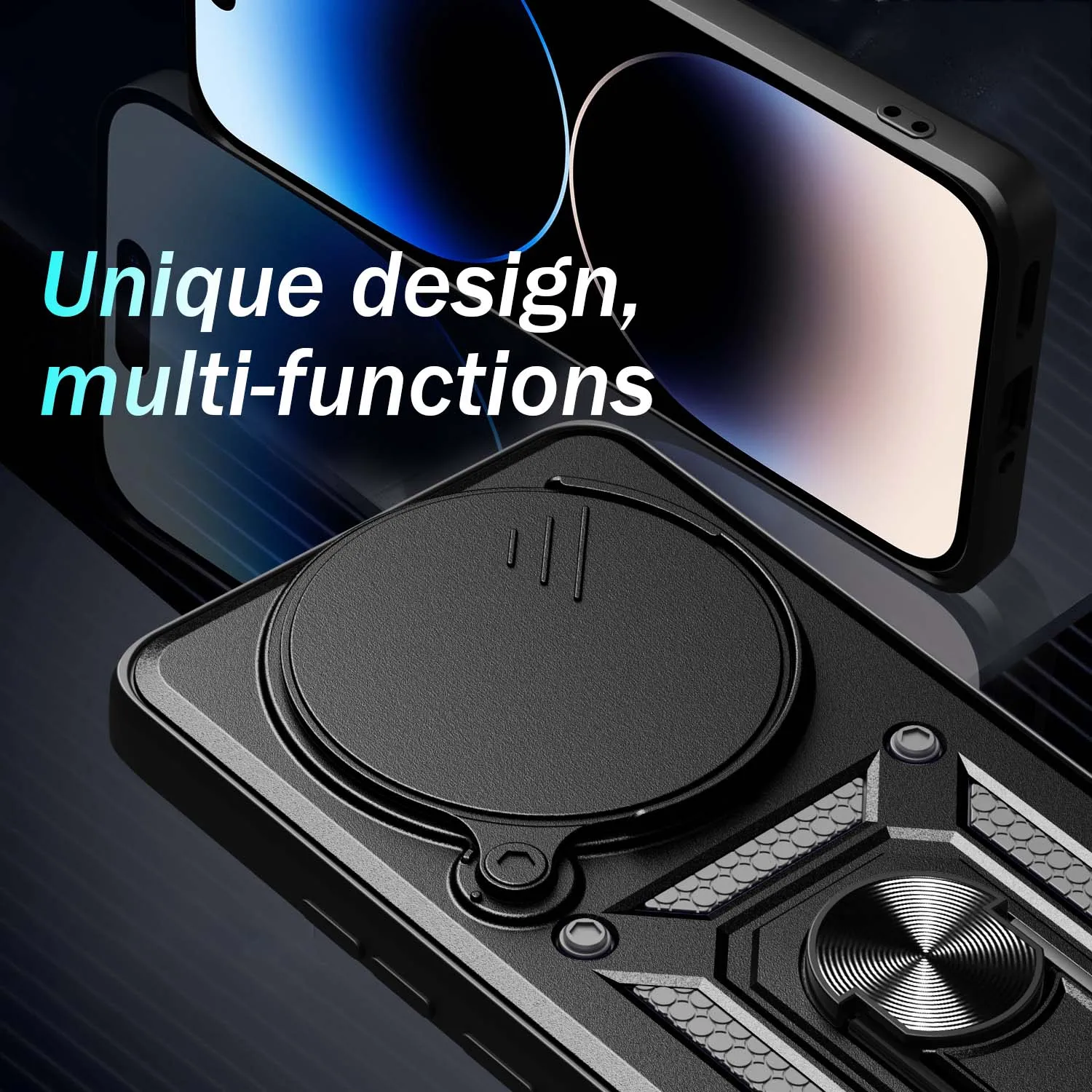 Armored Protective Phone Case with Magnetic Ring and Camera Guard