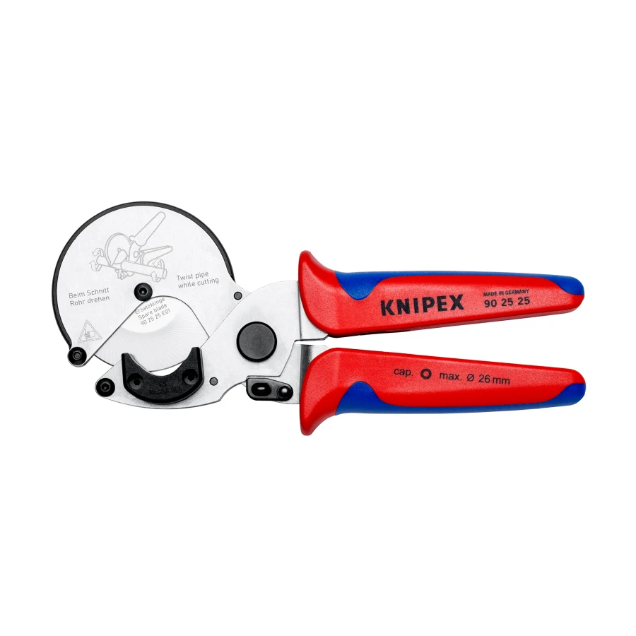 

KNIPEX Pipe Cutter For Cutting Composite and Plastic Pipes Up to Ø 26 mm Tube Cutters Allow Perfect Right-angled Cuts 902525