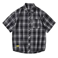 Men'S Short Sleeved Japanese Vintage Plaid Printed Shirt Summer Vacation Beach Check Shirt Button Down Half Sleeved Shirt 1