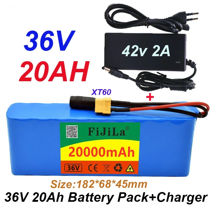 

36V 20Ah 10S2P rechargeable18650 battery pack modified for bicycles, electric vehicles, 42V protection PCB emergency+42V charger