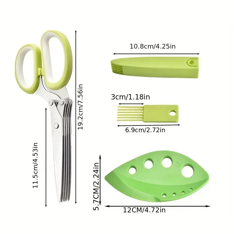 5-Layer Stainless Steel Onion Scissors Multi-functional Multilayer Kitchen Scissors Seaweed Vegetables Baby Food Handy Kitchen T