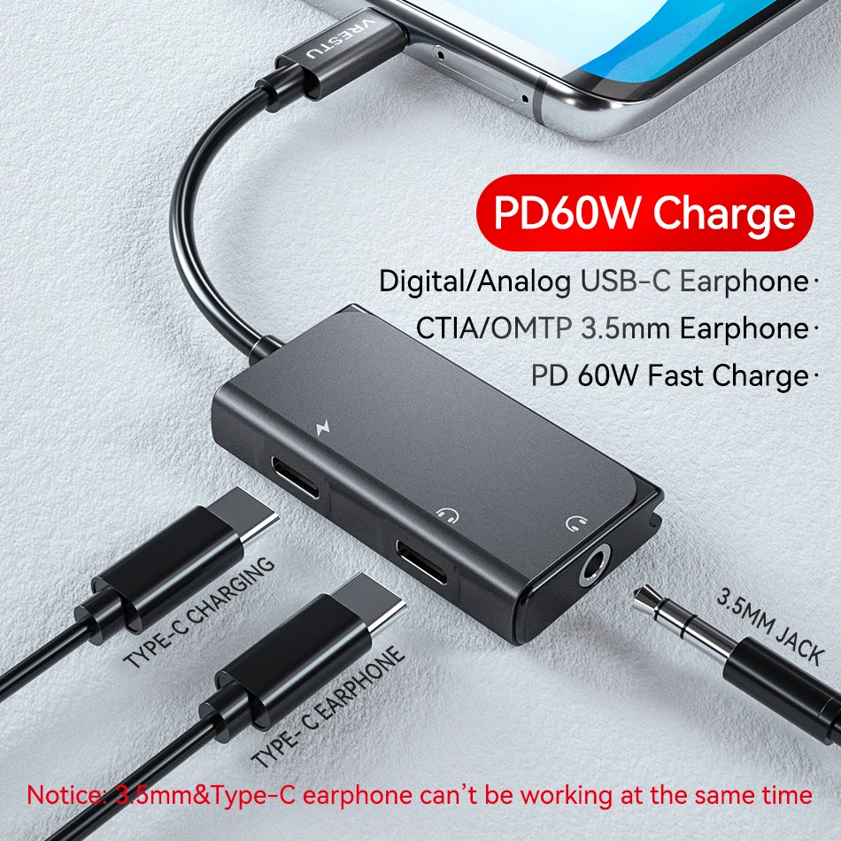 USB Type C to 3.5mm Type-C Charging Adapter USB C Jack Audio Cable Earphone Converter For Samsung iPad Pro Pixel 7 Xiaomi Huawei