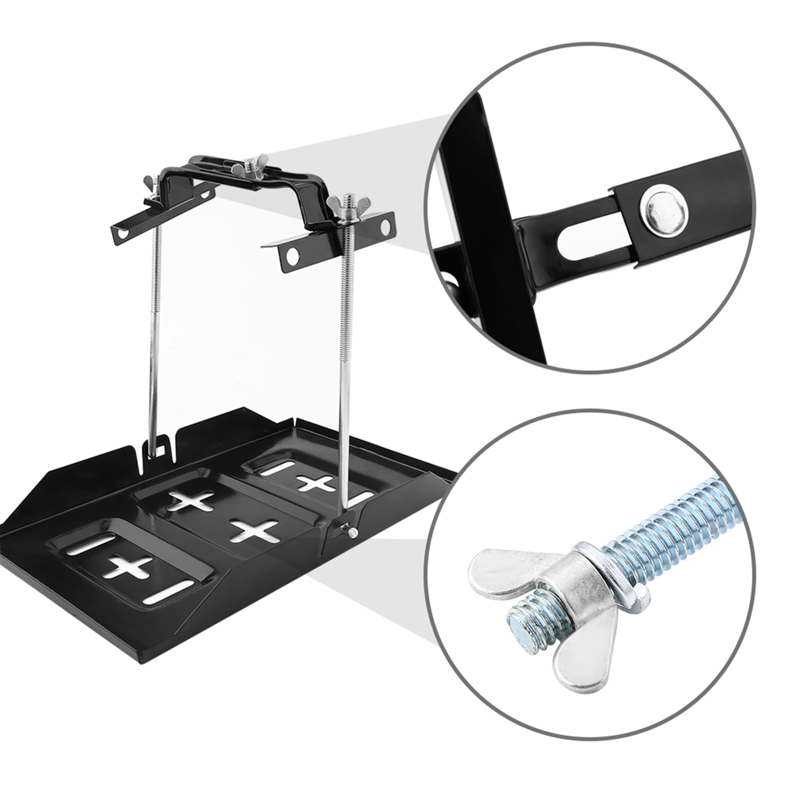 배터리 트레이 고정 키트 철제 자동차 배터리 트레이 조절식 고정 클램프 키트