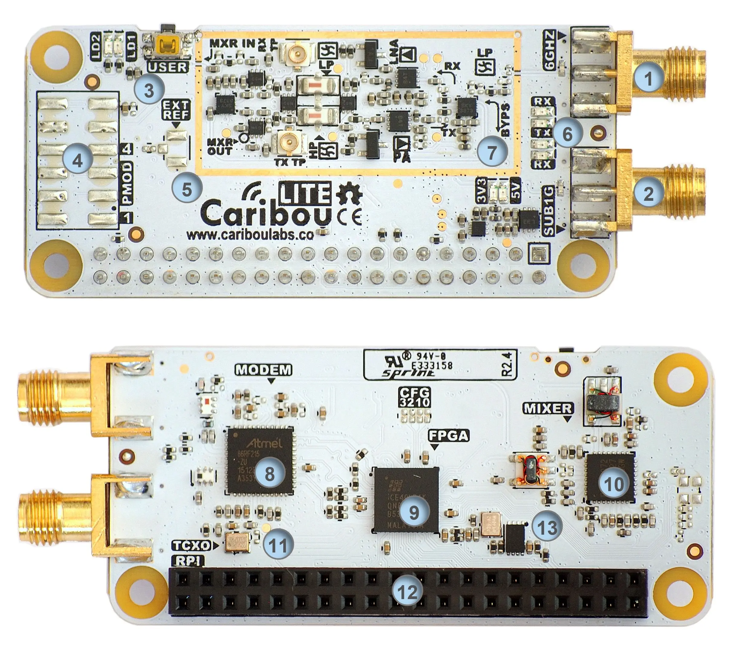 CaribouLite RPi HAT A fully open source dual-channel SDR Raspberry