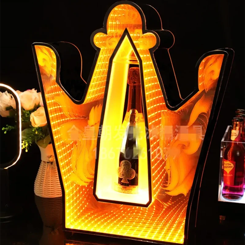 Crown Shape LED Luminous Champage Bottle Presenter Rechargeable Cocktail Whisky Drinkware Holder For NightClub Party Loung