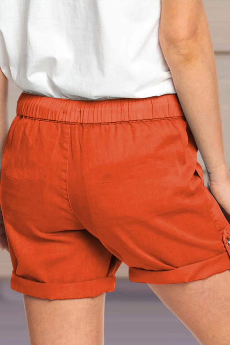 Women's Shorts 2023 Summer New Fashion Casual Shorts Solid Color Ties Straight Shorts Female