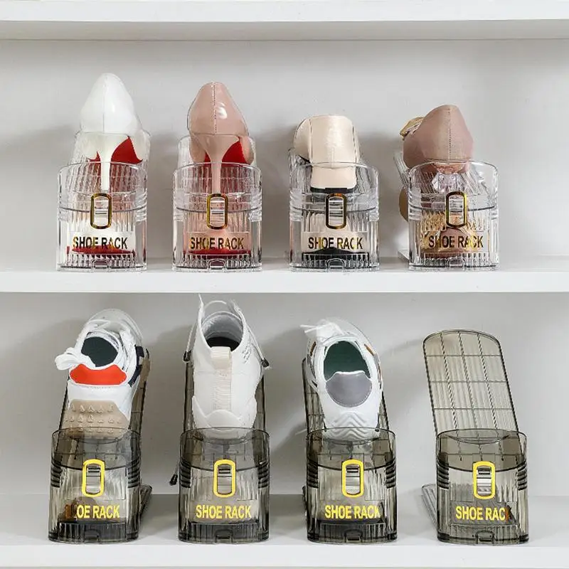 1Pc Adjustable Shoe Organizer Footwear Support Slot Space Saving Cabinet Closet Stand Shoes Storage Rack Shoebox 3
