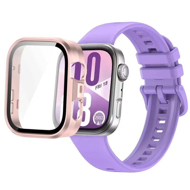 Breathable Silicone Strap with Protective Tempered Glass Screen and HD PC Case