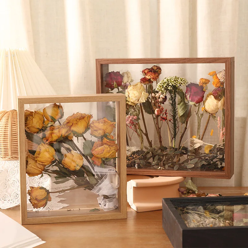 Floral Wall Hanging Dried Flowers Printed Artwork Floating Picture Frame  with Chain for Home Decor - AliExpress