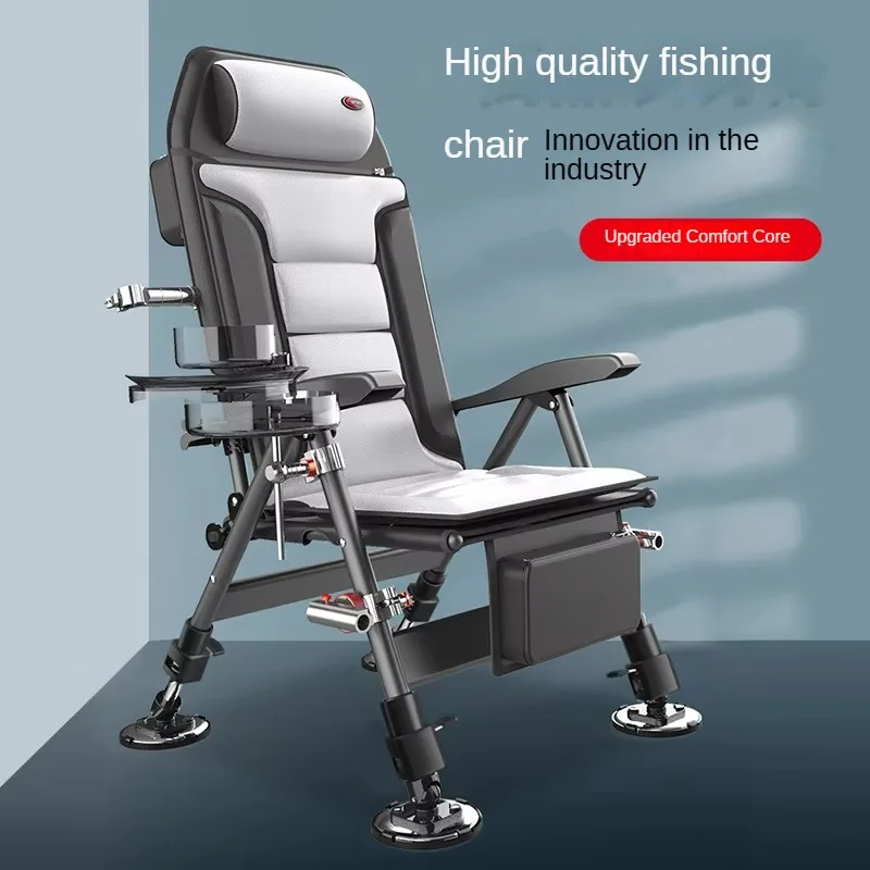 Chaise pêche aluminium magnésium portable multifonction tabouret pliable dossier réglable plusieurs niveaux