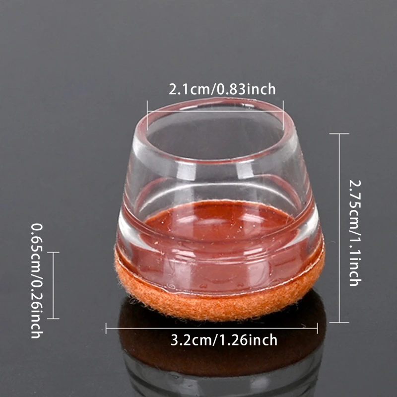 Description Picture 4 of item4pcs Silicone Chair Leg Protectors With Felt Furniture Feet Pads Floor Protective Cover For Non-Slip Sofa Table Glides Feet Cap