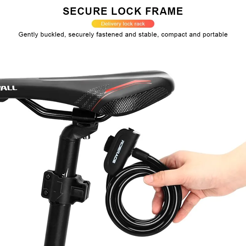 RIDERACE High-Security Portable Bicycle Cable Lock for Anti-Theft Protection