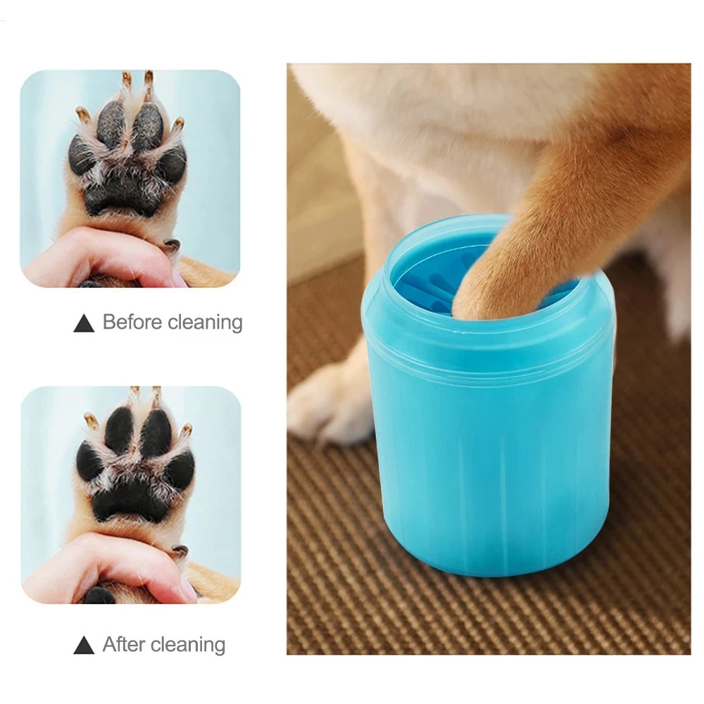 Pet paw cleaner soft silicone foot cleaning brush portable pet dogs towel foot washer cleaning bucket supplies