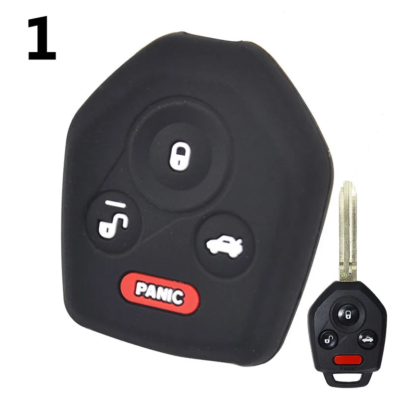 HIBEYO Custodia Intelligente Per Chiave Auto Subaru - Silicone E Lega Di Zinco, Protezione Anti Graffio, Con Portachiavi, 3 Tasti, Nero