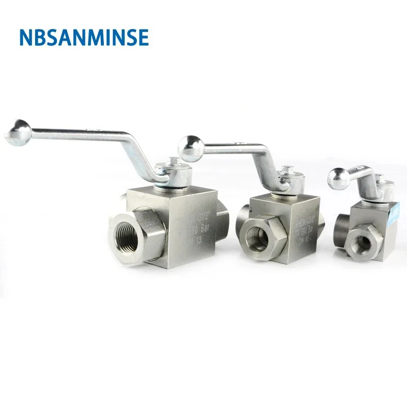 NBSANMINSE 1Pc Hydraulic High Pressure Ball Valve 3 Way Male Thread KHB3K-G 1/4 3/8 1/2 31.5Mpa Carbon Steel Industry Tool