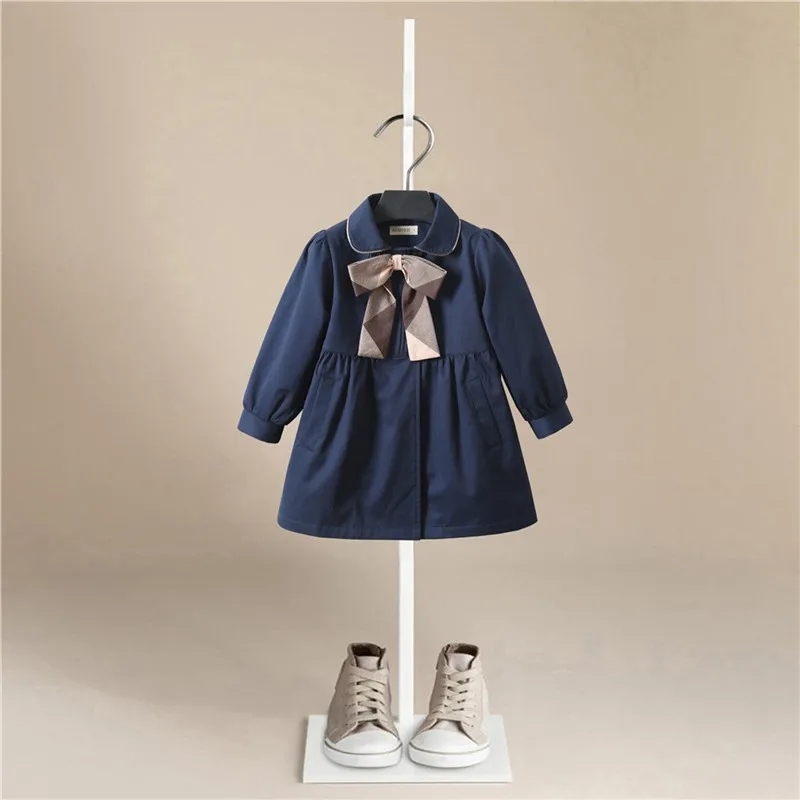 

Fashion Princess Baby Coat with Bow Tie Cotton Spring Autumn Baby Girl Clothes Solid Color Infant Jacket Baby Girl Coat 2 Colors