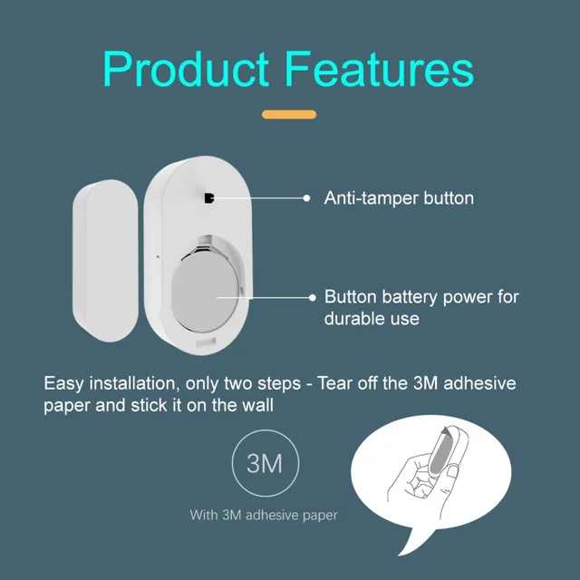 smart door window sensor  Open Close Tuya APP Remote Control Compatible With Alexa Google 3
