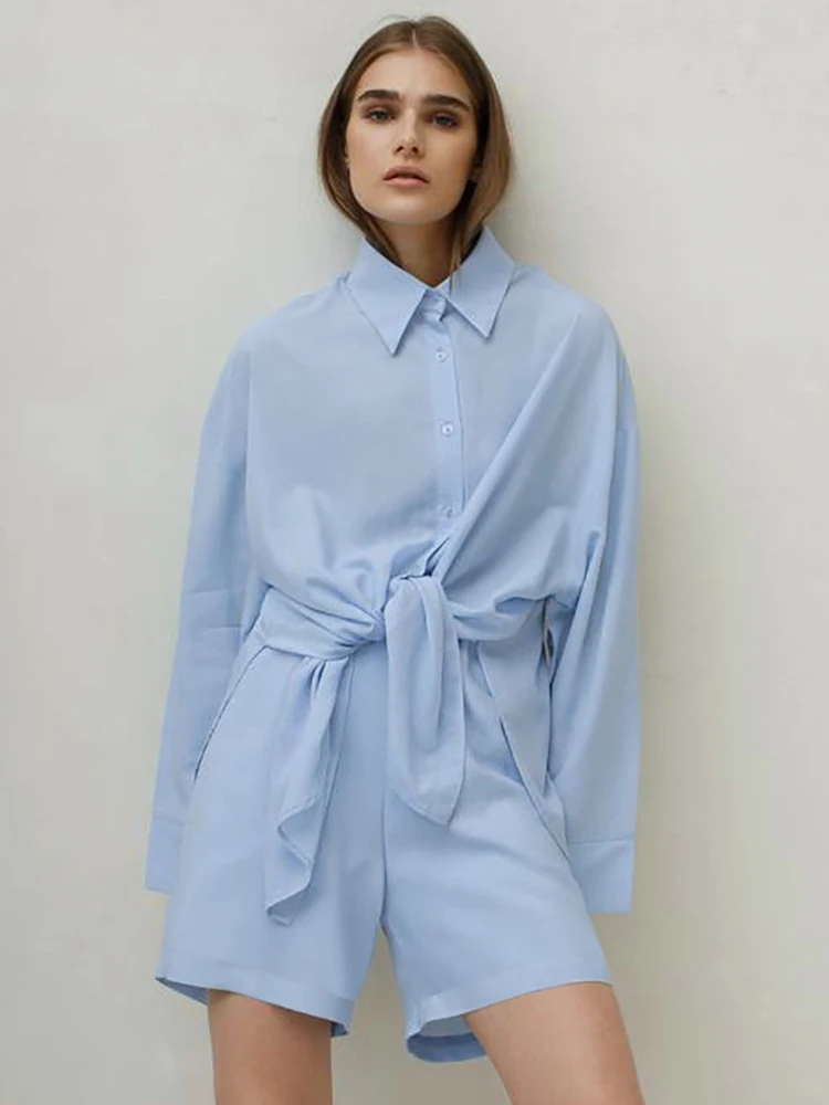 

Linad Loose Women's Home Clothes 2 Piece Sets Casual Long Sleeve Sleepwear Female Suits With Shorts 2023 Autumn Nightwear Solid