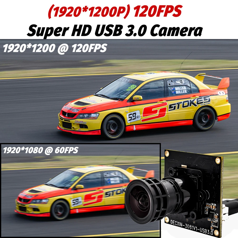USB3.0 Global Shutter Camera 2.3MP 120FPS M16 Lens Industrial Camera, 1920x1200