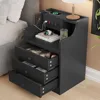 Bedside Table Set of 2 with Charging Station and Storage, Bedroom Bedside Table Set of 2 4