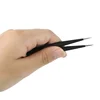 6PCS Stainless Steel Lash Tweezers Black Straight Point Elbow Nail Art Tweezer Makeup Eyelash Extension Applicator Beauty Tools 4