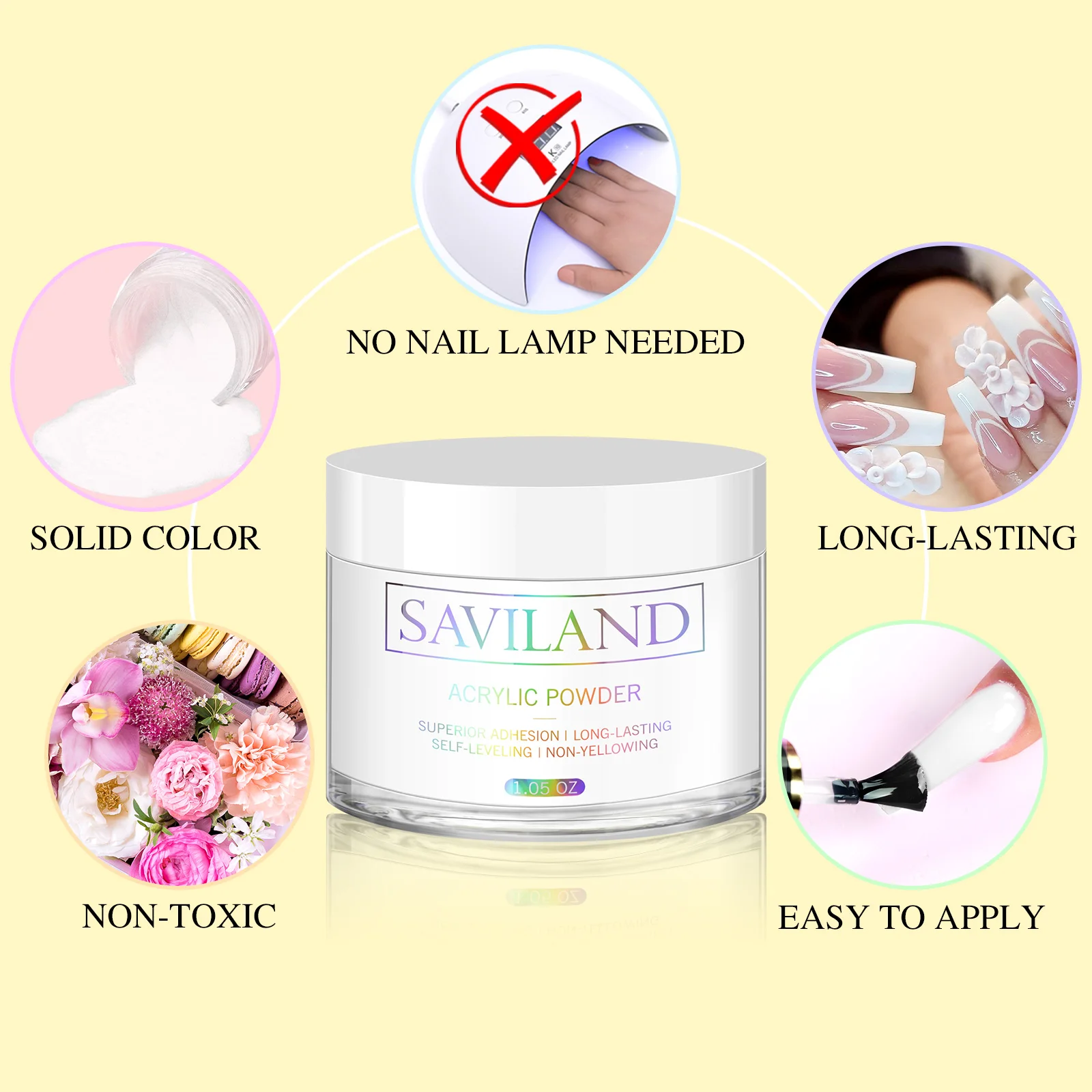 Saviland 30g Nail Acrylic Powder White Clear Carving Crystal Polymer Builder Nails Extension Art 3D Nail Art Polymer Powder 5