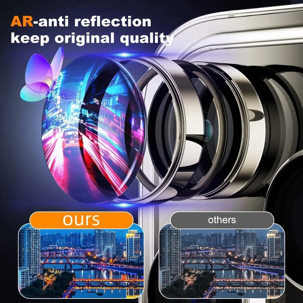 Premium Metal Camera Lens Protector Set with 9H Tempered Glass – Original Color Finish