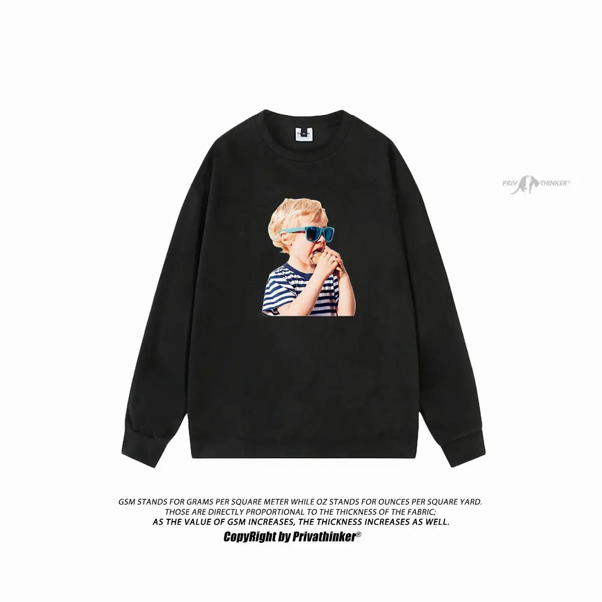 Description Picture 5 of itemAmerican Retro Suede Man Casual Loose Tops Korean Cute Baby Printed Men's Round Neck Sweatshirfts Unisex Clothing Tops