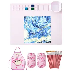 Silicone Painting Mat Kids Craft Palette Casting Molds Mat Silicone Sheet Washable Drawing Board Silicone Artist Mat For Art